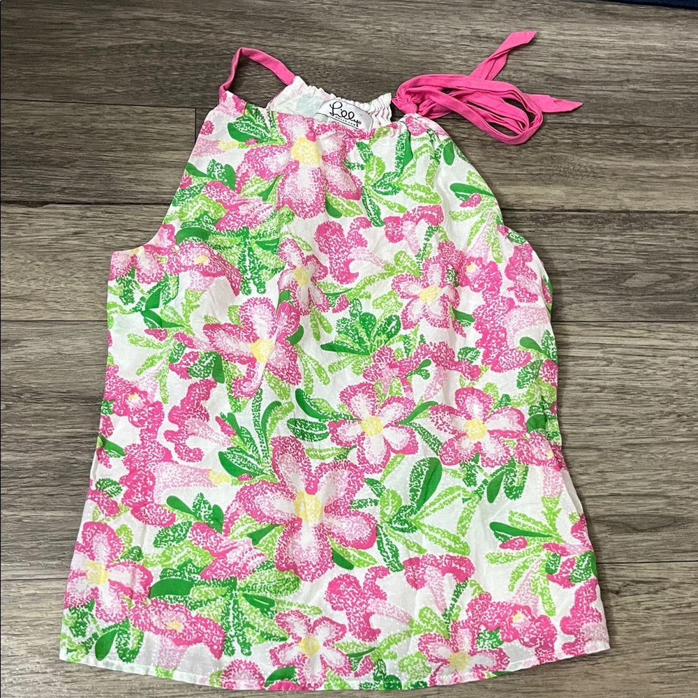 Lilly Pulitzer Pink and Green Floral Tank Top Sz 0